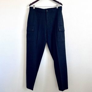 Polo Ralph Lauren 100% Wool Pants Cargo Pockets Charcoal Gray XL 35 x 30